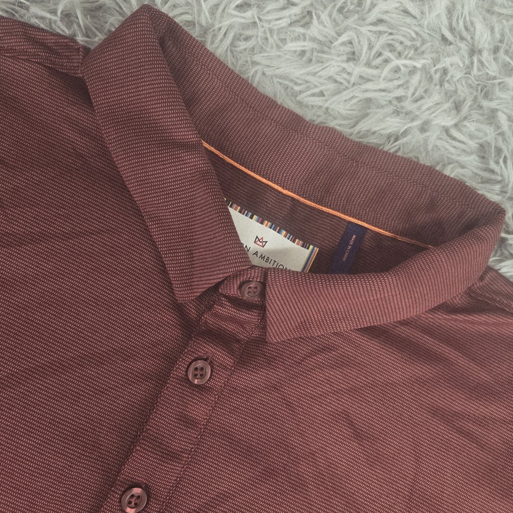 Modern Ambition 1754195 Delightfully Technical Men XL Burgundy Short Sleeve Polo